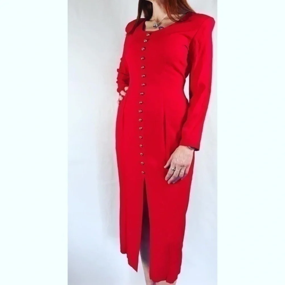 Vintage Nina Piccalino Red Midi Pencil Dress - Picture 2 of 14